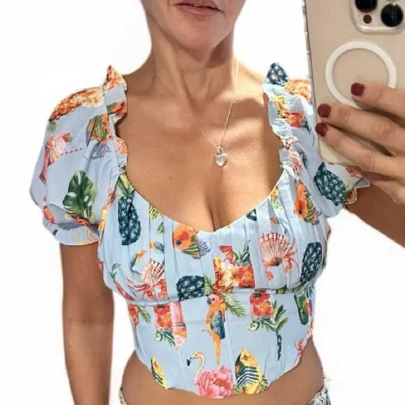 BLU PEPPER - TROPICAL CORSET TOP, medium - Picture 3 of 6